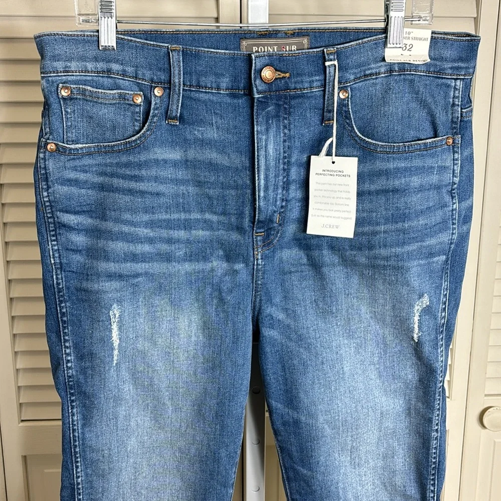 NWT J.Crew Point Sur Hightower Straight Jean with Let-own Hems Size 32 - Picture 3 of 12